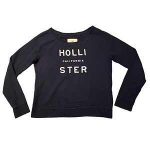 Hollister Crewneck Embroidered Navy Blue Pullover Sweatshirt